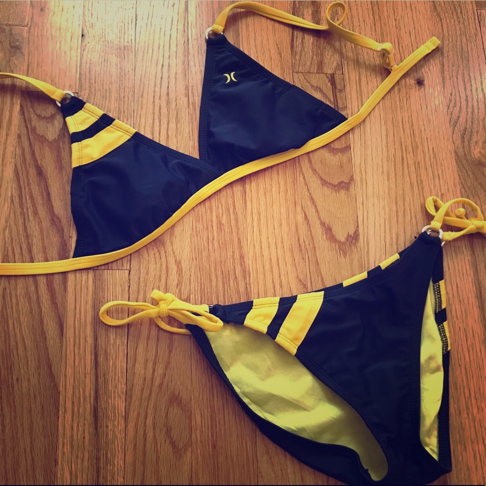 Hurley Yellow and Navy Bikini - Small